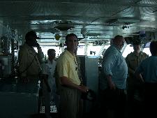 tThe Chef exchange gang touring the bridge off the Abe Lincoln.